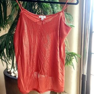 Nordstrom Gauzy Metallic Semi Sheer Strappy Top